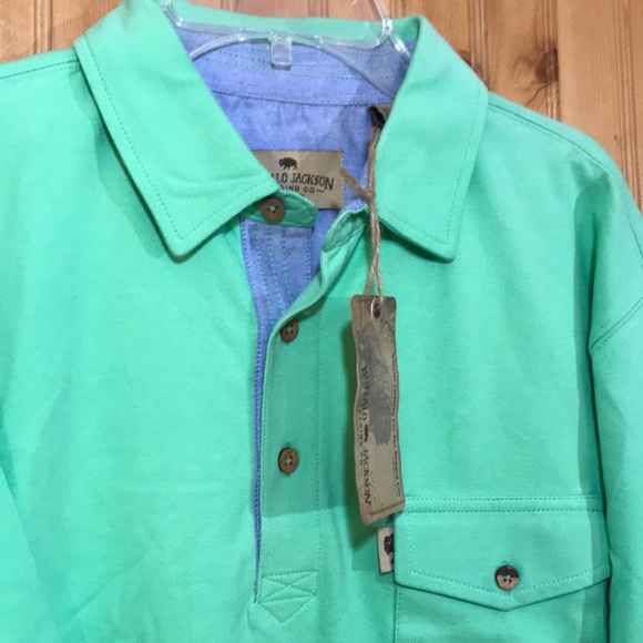 NWT Buffalo Jackson Lime Green Cotton Polo Shirt - Picture 4 of 12